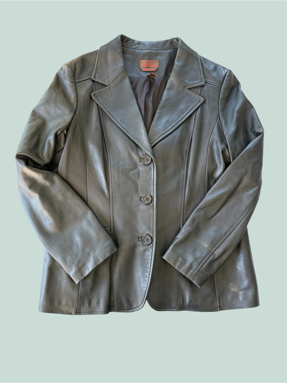 Classic Italian Leather Blazer Jacket - black